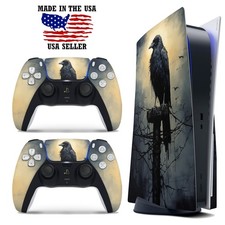 PS5 Disc Version Console  Controller Vinyl Skin Decal Wrap - Crow Raven