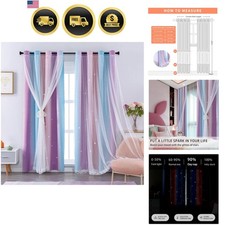 Blackout Curtains for Girls Bedroom Decor 63 inches Long Window Curtains Colo...