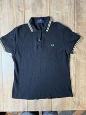 Fred Perry Women’s Black Gold 100% Cotton Polo Shirt Size UK 14 Made In England