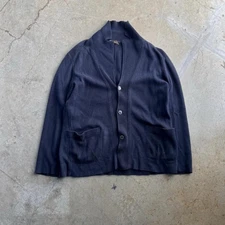 Navy Loro Piana  Cardigan Sweater Size 54 Made In Italy