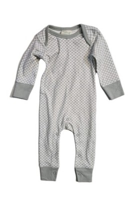Sapling Baby One Piece  Organic Cotton Romper 3-6 Months  White Gray NWT