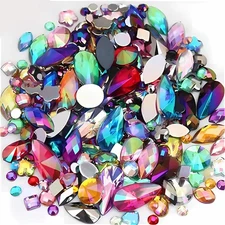 Mixed 1400pcs AB Colour Gems Jewels Flatback Small to Tiny, Muticolor 