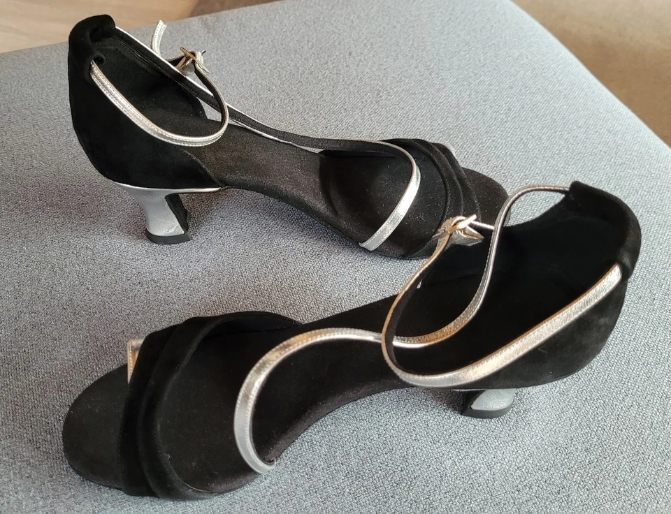 Rummos Damen Tanzschuhe offen Leder Modell 304 schwarz/silber 6cm Gr. 38 in OVP - Bild 2 von 4