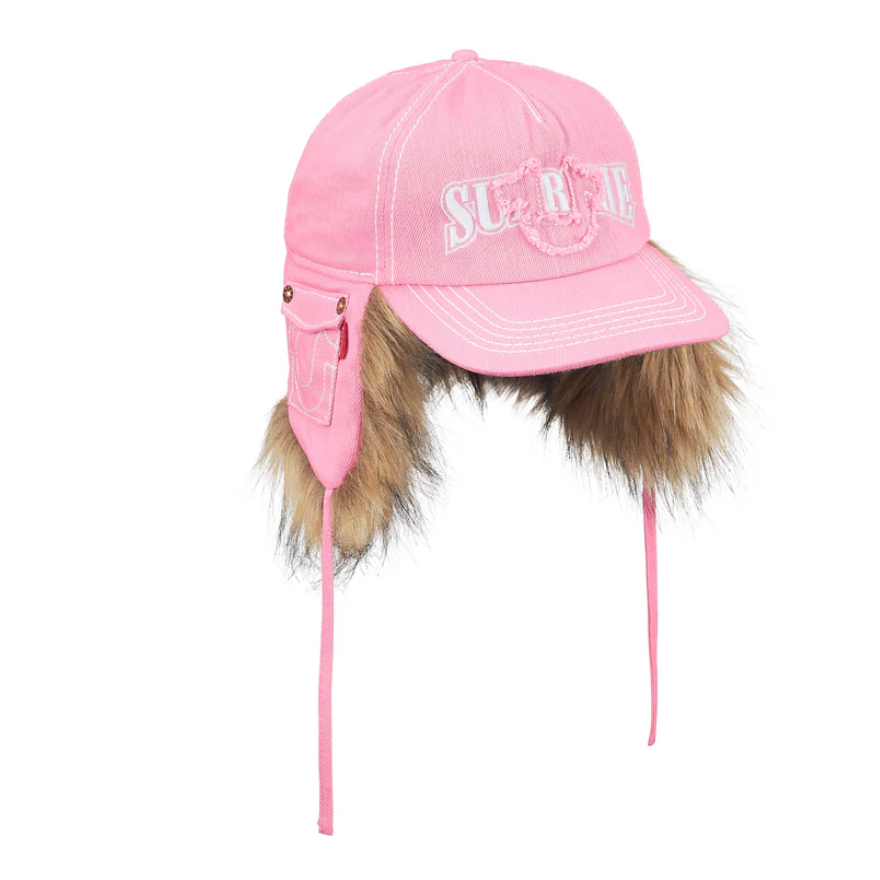 SUPREME FW25 TRUE RELIGION EARFLAP 5-PANEL BLACK DIRTY INDIGO PINK