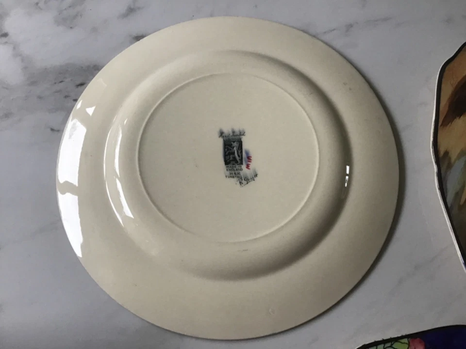 Three Art Deco 1930's H&K TUNSTALL hand painted R Grocott - Large PLATES - Image 3 of 4