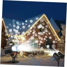 Double Snowflake Christmas Projector Lights Outdoor for Festive Holiday Décor, 
