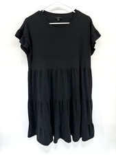 J. Crew Black Tiered Broken In Jersey Ruffle Dress Cotton Ruffle Summer Women M