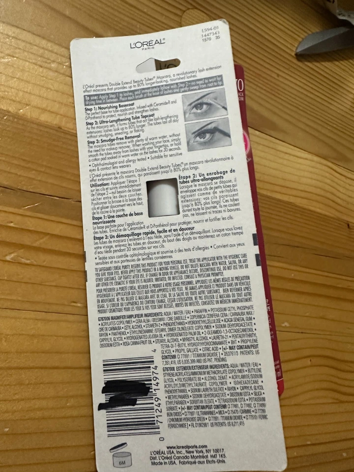 2 BLACK NOIR 570 L'Oreal Paris Double Extend Beauty Tubes Lash Extension Mascara - Image 2 of 2