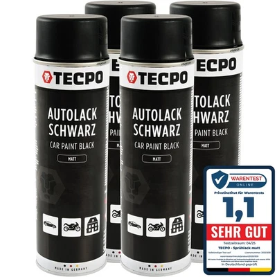LACKSPRAY SCHWARZ MATT 4x 500ml AUTOLACK RALLYSCHWARZ MATT-SPRÜH-LACK FARBSPRAY - Bild 1 von 4