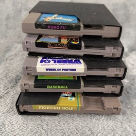 NES Game Lot 5 Kung Fu Baseball Fighting Golf Wheel of Fortune Pictionary