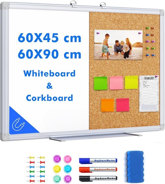Pinnwand Kork Groß 90 X 60 Cm Mit Alurahmen Korktafel FüR BüRo Schule Zuhause-image