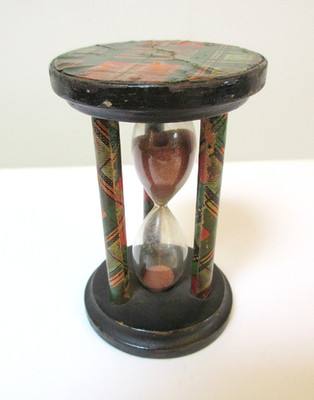 Antique Tartanware Egg Timer Hourglass