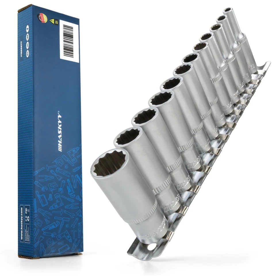 HASKYY Zoll Steckschlüsselsatz 12-tlg. 5/32"-9/16" SAE Stecknüsse 1/4" US zöllig - Bild 1 von 4