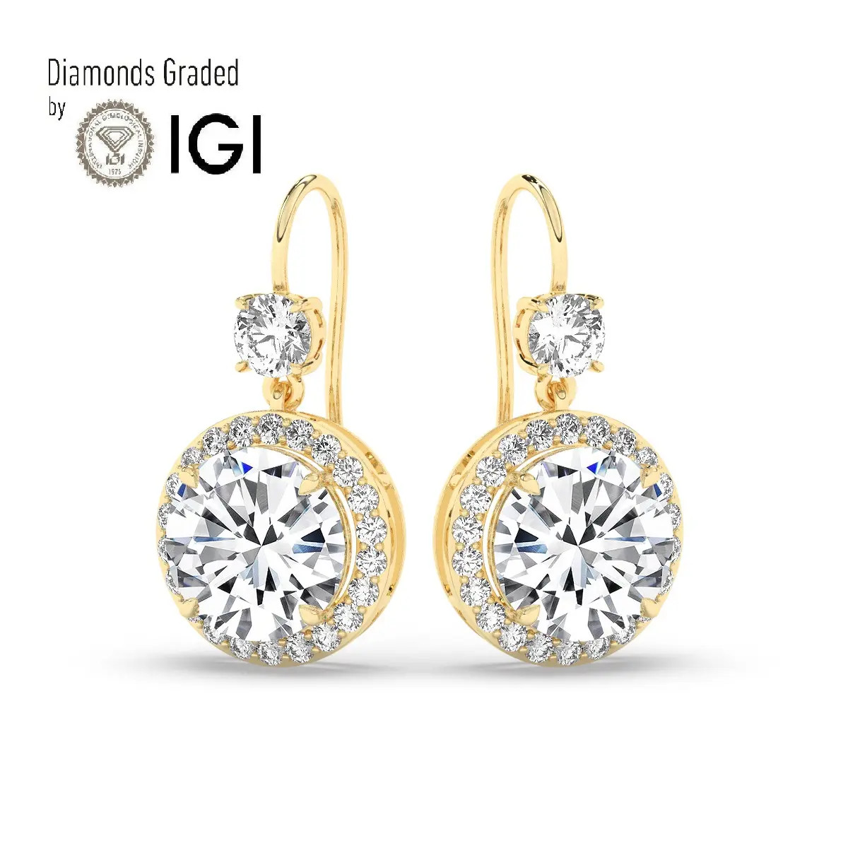 Round Solitaire Labgrown Diamond Earrings 18k Yellow Gold Ct