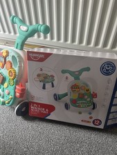 HUANGER 2-in-1 First Steps Baby Walker & Activity Table, Music/Sound Play Tray