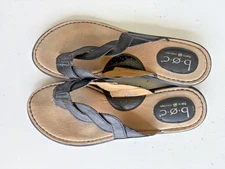 BOC C52508 Black Women's Braided Tan Flip Flop Slip On Thong Sandal's Size 9 US