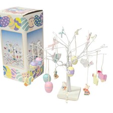 Vtg Tabletop Mini Easter Tree Decor Set - 16 Ornaments -Story of the Easter Tree