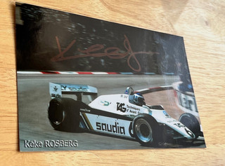 Keke Rosberg hand signed photo 15x10cm 1982 Williams FW06 Monaco