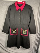 Burryco Military Style Coat Dress Womens XL Embroidered Patch Moth Pocket Nwt