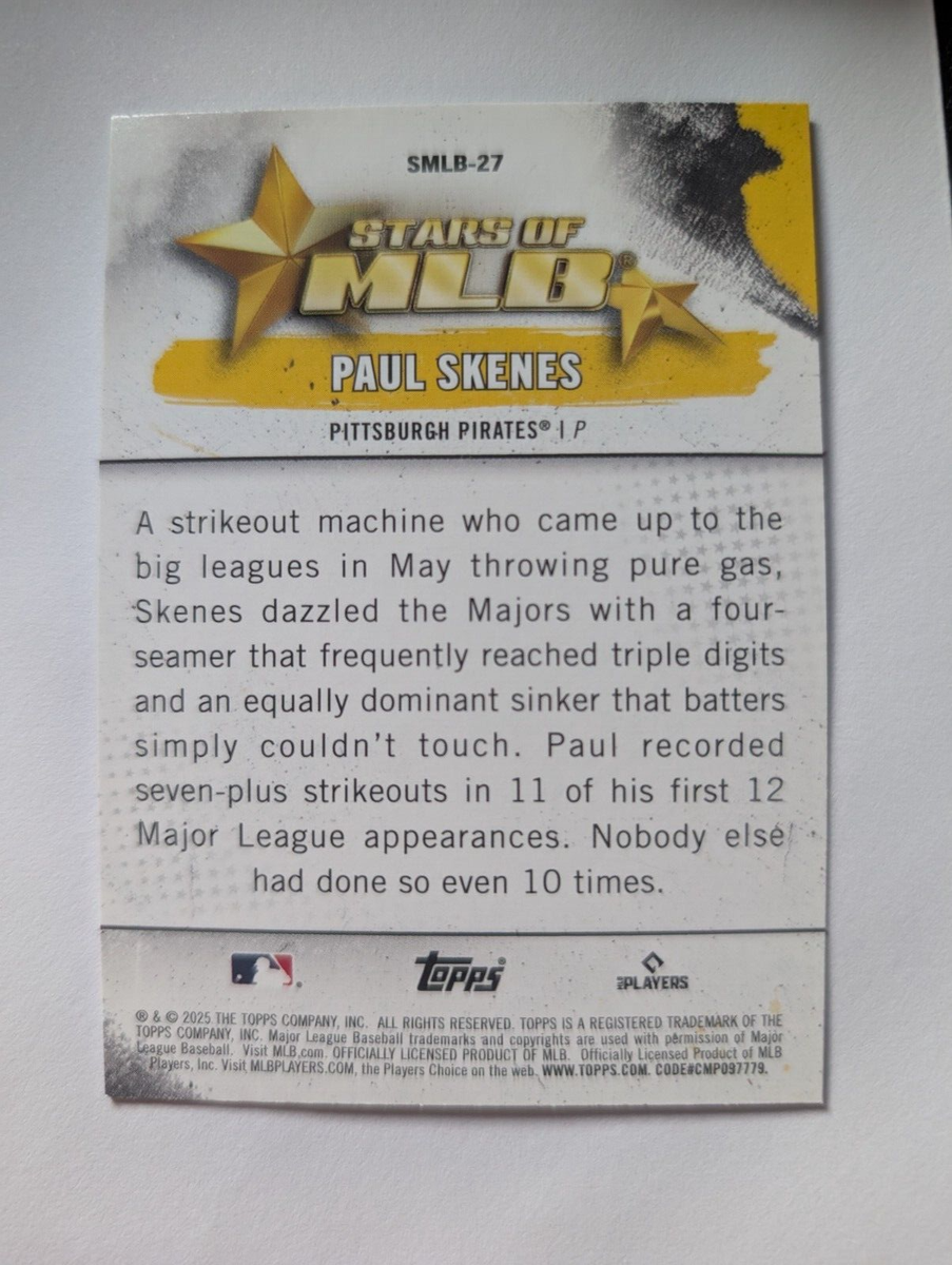 2025 Topps Series 1 Stars Of MLB Paul Skenes Pittsburgh
