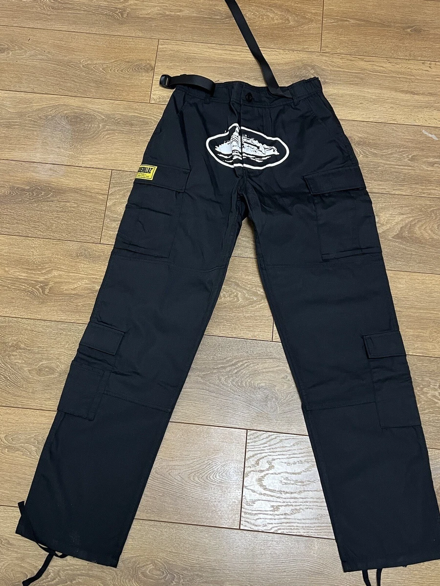 Corteiz Cargo Pants Black White - ワークパンツ