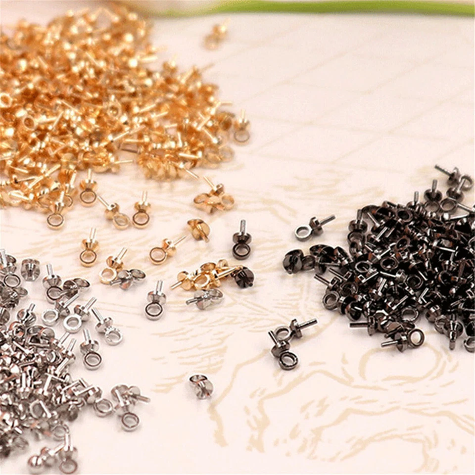 100 pcs DIY Jewelry Making Metal Eye Pins Many Size Cup Link Bails Accessories - Image 3 of 4