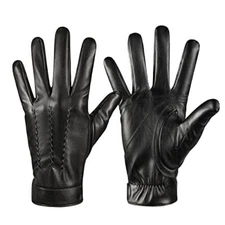 Winter Leather Gloves for Men,Touchscreen Driving Gloves with Cashmere Lining