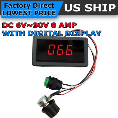 DC 6-30V Motor Speed Controller With 12V 24V 8A PWM Digital Display & Switch