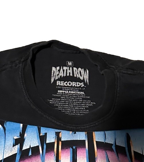 FILA T shirt nera Death Row Records logo cromato giunzione increspatura taglia media