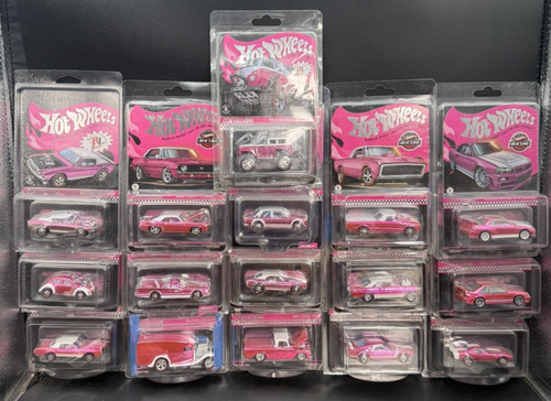 Hot Wheels COMPLETE SET ALL 16 CARDED RLC PARTY PINK CARS DATSUN BATMOBILE BUG + - 第 1/9 張圖片