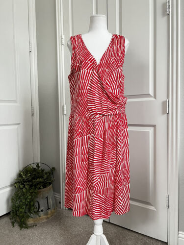 Boden Women’s Pretty Ruched Wrap Dress Red & White
