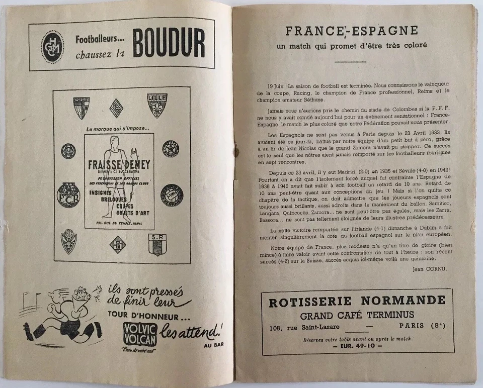 Sehr Selten 1949 Frankreich V Spanien Offizielles Programm 19/06/49 - Bild 3 von 4