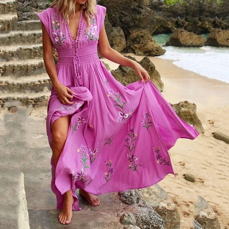 Light pink casual maxi cheap dress
