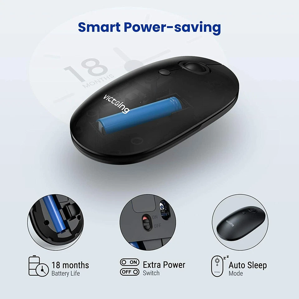 Wireless Silent Mouse for Laptop, USB Nano Receiver Portable 5 DPI for Mac PC - Image 3 of 4