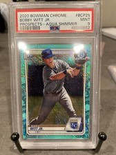 Bobby Witt Jr 2020 Bowman Chrome Prospect Aqua Shimmer Refractor /125 PSA 9