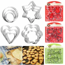 12x Cookie Cutter Set Cutters Baking Cookies Pastry Biscuit Stainless Steel