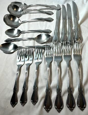 18 PC ONEIDACRAFT CHATEAU STAINLESS STEEL FORKS KNIVES SPOONS ETC -FREE SHIP