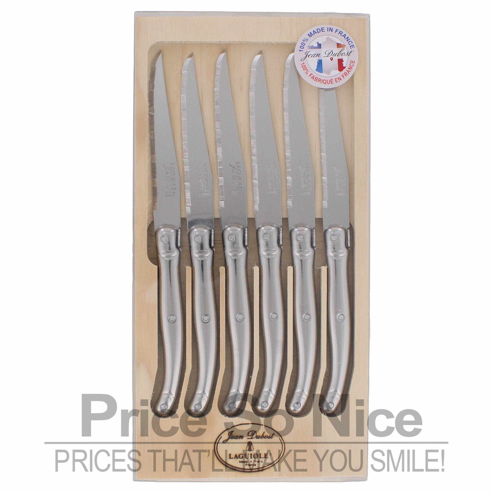 Jean Dubost Laguiole Steak Knives, Set of 6, Stainless Steel MSRP 80