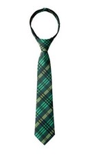 Boy's Plaid Woven Zipper Tie XL 17 inch 14 - 16 year Green 94gn