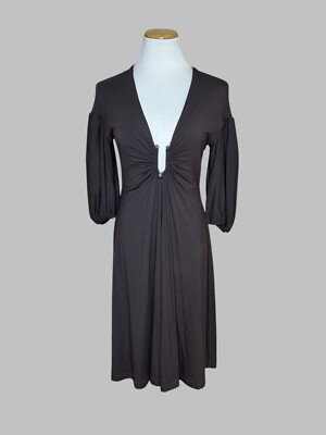 Just Cavalli Sz 46 Women's U-Ring Stretch Jersey Knit Dress Brown  Wool/Rayon | eBay