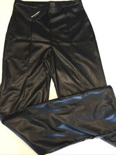 NWT Pretty Little Thing Black Faux Leather Womens Sz 10T Inseam 35”