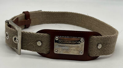 Dolce & Gabbana Canvas Leather Belt IT 42 Black Beige Silver Tone Made in Italy Dolce & Gabbana DG Vintage Canvas Leather Belt Brownkhaki  main image 2