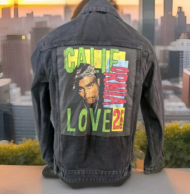 Lrg Tupac Shakur Black Faded Black Denim Jacket California Love