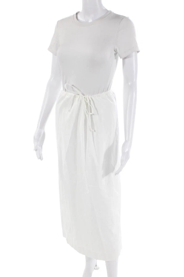 Reformation Womens Drawstring Waist Maxi Skirt Linen White Cotton Size 2 - Image 2 of 4
