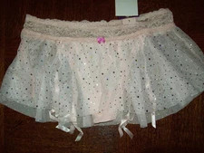 NWT SAKI FLIRT SKIRT THONG w GARTERS FAIRY PINK SPARKLE 16974 M