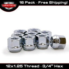 16 Lug Nuts Open Bulge Acorn 12x1.25 Chrome Wheel Nut