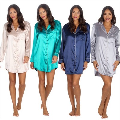 Damen Satin Nachthemd Knopfleiste vorne Nachthemd Größe 10-24