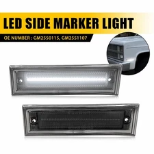 2x White Smoked Side Marker Light For 1981-91 Chevy C10 C20 C30 GMC Suburban EAH