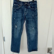 Flypaper straight leg jeans boy's sz 7 EUC LN destroyed stretch denim