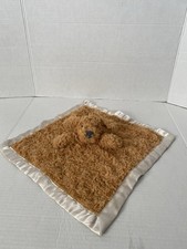 Cloud Island Puppy Dog Lovey Tan Brown Swirl Fur Cream Satin Trim